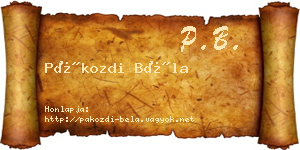 Pákozdi Béla névjegykártya
